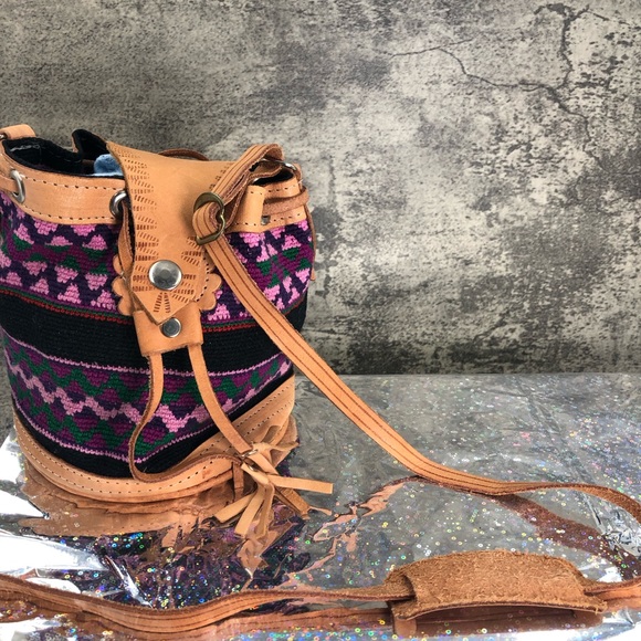 Cute purple and pink small Authentic African Drawstring Satchel Purse - Picture 8 of 15
